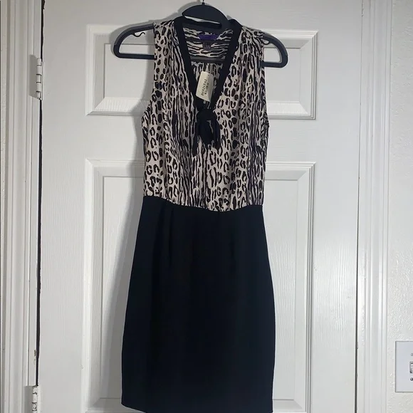 NWT forever 21 Chic Leopard Print Black Dress size s - Picture 1 of 9